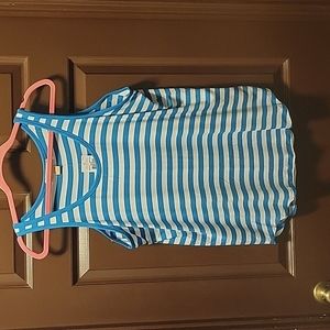 New Michael Kors Blue White Stripe Long Tank Top L
